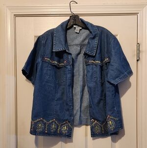 Carolina Blue Embroidered Short Sleeve Jacket